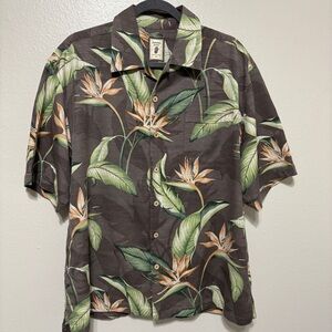 Jamaica Jaxx Men’s Tropical Hawaiian Shirt Floral Brown Size L